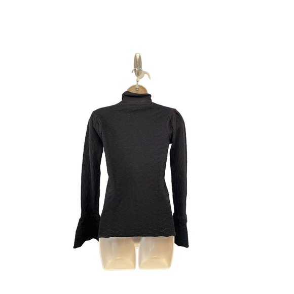 CO Collections Scallop Open Knit Flared Sleeves Turtleneck Sweater Wool Blend XS - Picture 5 of 8